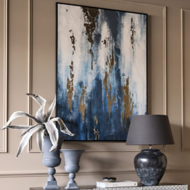 Blue Distressed Foiled Framed Canvas 